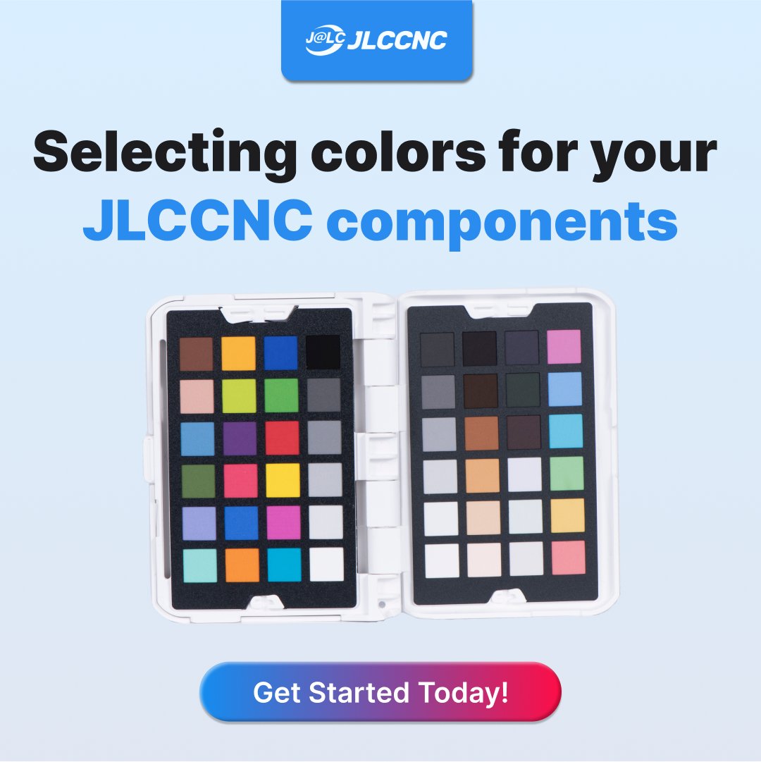 JLCCNC_Official's tweet image. At JLCCNC, we not only provide high-quality machining but also offer a wide range of color options for your custom parts! Choose from our color palette when placing your order for a personalized touch. Fast quotes, quick delivery, and quality you can rely on. #CustomParts #CNC