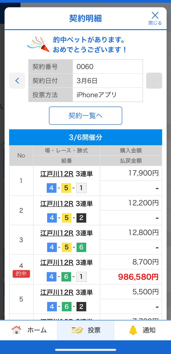 ヤバいこと

簡潔に言うと
江戸川12R優勝戦ふとみたら
角の❹佐藤選手のタイム抜けてたので
オッズ見ずにぶちこみました

賭けたの忘れてて、開いたら、、。

ほぼ帯ってました

お裾分けします

この投稿、いいね　RTで

🚨ランダムPayPay1000円

すぐ配ります