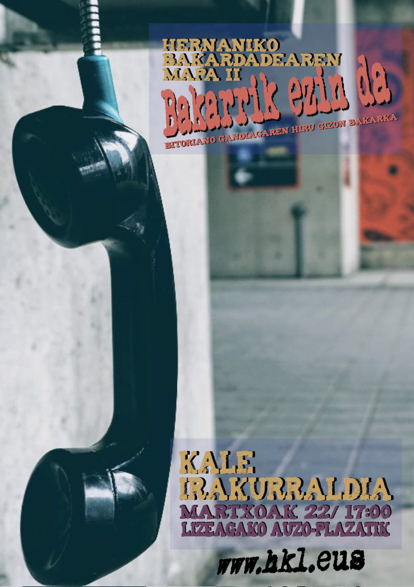 Martxoaren 22an Hernaniko bakardadearen mapa egingo dugu bigarrenez, Gandiagaren Hiru gizon bakarka irakurriz. hkl.eus <a href="/AnaGalarraga1/">Ana Galarraga Aiestaran anagalarraga1@mastodon.eus</a> @Booktegi_eus