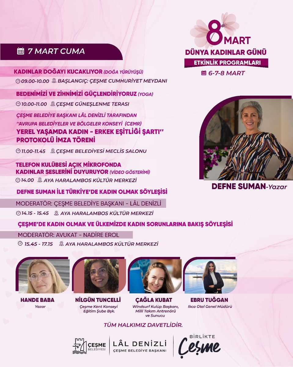 cesmebld's tweet photo. Kadınların yaşamın her alanındaki emeğini ve katkısını vurgulamak için dopdolu bir programla bir araya geliyoruz. Kültürel etkinlikler, söyleşiler, doğa yürüyüşleri ve film gösterimleriyle bu özel günü anlamlandırıyoruz.

Kadın yazarlar, sanatçılar, sporcular ve akademisyenlerle gerçekleştireceğimiz buluşmalarda toplumsal eşitliği ve kadınların rolünü konuşacağız.

📍 Etkinliklerimiz ücretsizdir, tüm komşularımız davetlidir!
📌 Program detayları görsellerde.
