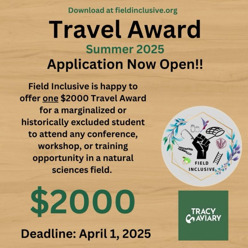 opportunitiesfy's tweet photo. π Apply for the Field Inclusive Travel Award 2025! Get $2000 to attend a scientific conference, training, or workshop in the U.S. Open to students at U.S. institutions. Deadline: April 1, 2025.
π Apply now: https://t.co/o0Wc5W7nfu
#FieldInclusive #TravelGrant https://t.co/PdRt5BuiXE