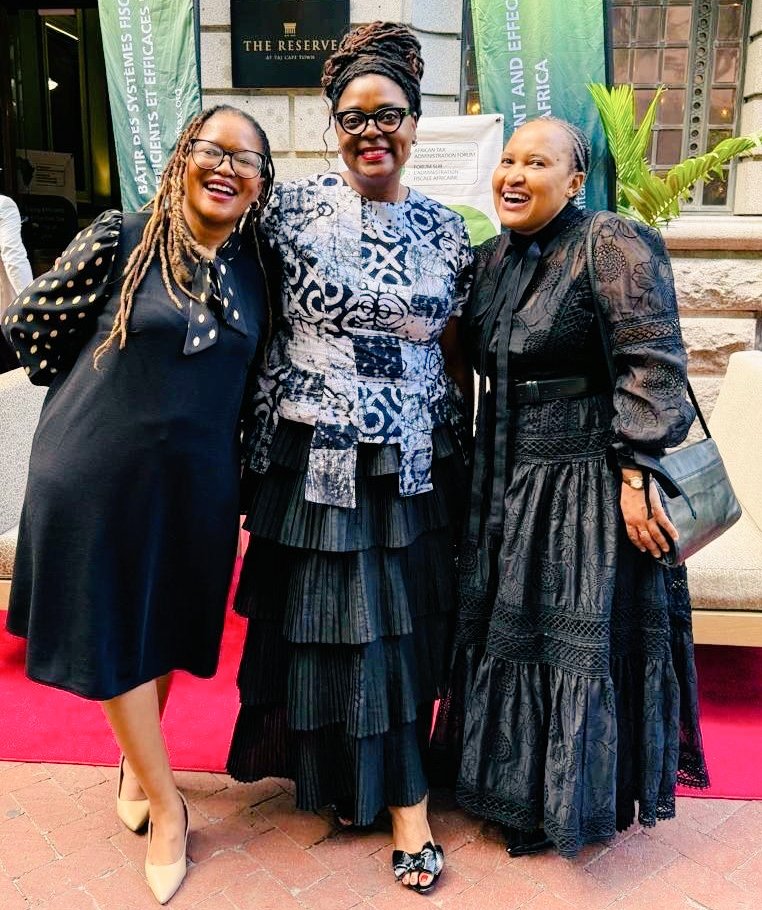 TaxOmbud's tweet photo. Tax Ombud Ms Yanga Mputa with her snr leadership Acting CEO @moiralux and Snr Comms Manager Pearl Seopela at  #ATF #WomenInTax #AWITN2025 https://t.co/6eF2PUBoxO