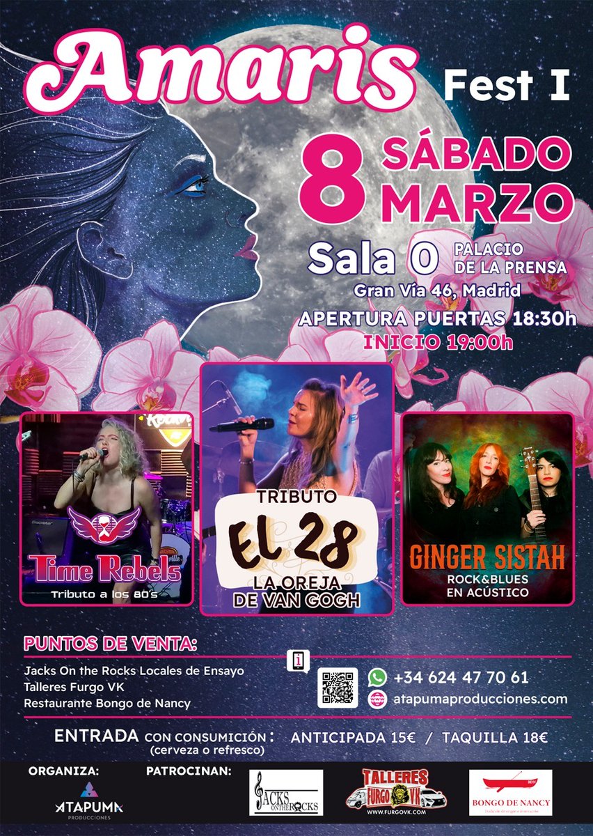 Este sábado tenemos concierto especial en la sala Cero en el parque de la prensa. 
#8m #MujeresQueInspiran #mujeresenlamúsica #concierto #Madrid
