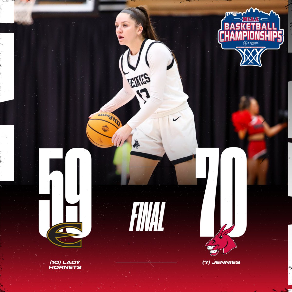 FINAL | No. 7 Jennies 70, No. 10 Emporia State 59

We advance to the <a href="/TheMIAA/">The MIAA</a> Women's Basketball Championship quarterfinals &amp; will face No. 2 Fort Hays State tomorrow at 8:15 p.m. in KC!

Schaaf had 25 points, 13 boards; Frosty with 14 points, career-high 10 assists.

#teamUCM