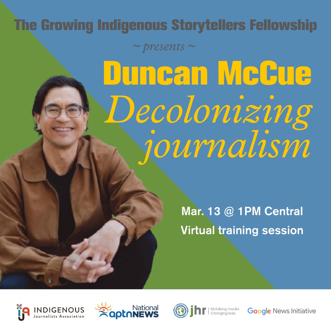 Next up in our guest speaker series for the Growing Indigenous Storytellers Fellowship is award-winning broadcaster, educator and author <a href="/DuncanMcCue/">Duncan McCue</a>!  

Duncan is a Professor of Indigenous Journalism and (Story)telling at Carleton University’s School of Journalism and