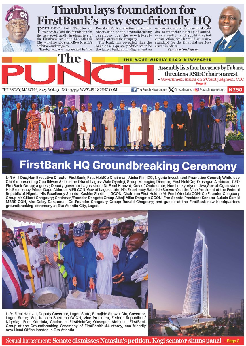 Punch Newspapers (@mobilepunch) on Twitter photo Today's Biggest Headlines 
Here are some of the news that you shouldn’t miss this morning
1. Assembly lists four breaches by Fubara, threatens RSIEC chair’s arrest
=== punchng.com/assembly-lists…
2. Anambra poll: PDP nomination forms unsold as deadline elapses
=== Today's Biggest Headlines 
Here are some of the news that you shouldn’t miss this morning
1. Assembly lists four breaches by Fubara, threatens RSIEC chair’s arrest
=== punchng.com/assembly-lists…
2. Anambra poll: PDP nomination forms unsold as deadline elapses
===