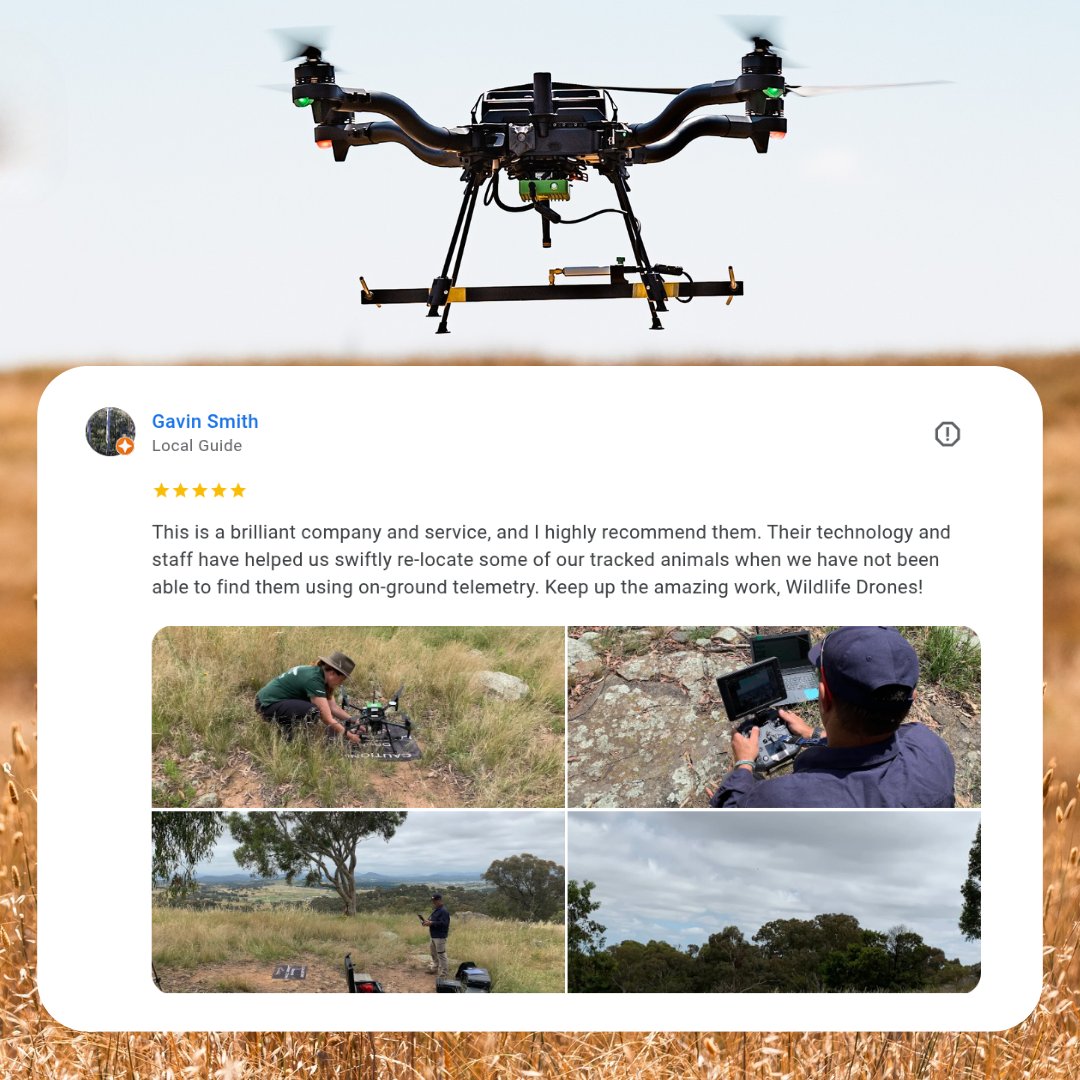 We're happy to see the positive feedback we received from one of our clients, Associate Professor Gavin Smith, who's using our drones to track snakes!

#WildlifeDrones #WildlifeMonitoring #radiotracking #radiotelemetry #WildlifeConservation #DroneTechnology #wildlifetelemetry