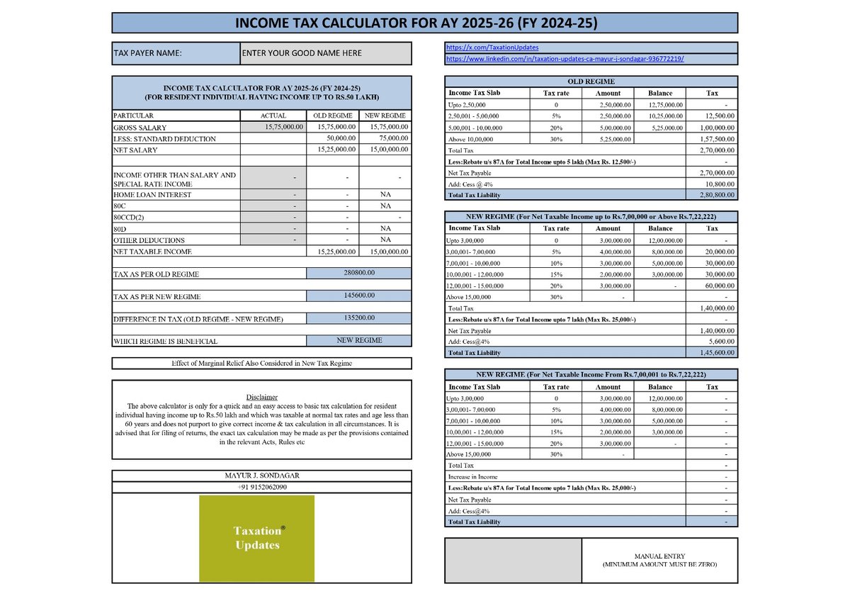 Taxation Updates (CA Mayur J Sondagar) tweet media