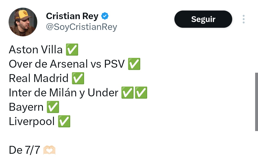 Próxima apuesta de Cristian rey 🤴 mensual 👑

Se las voy a dejar a todos los que comenten 🔊 , Den ❤ o Rt 🔄 

➡️t.me/ReventaReys