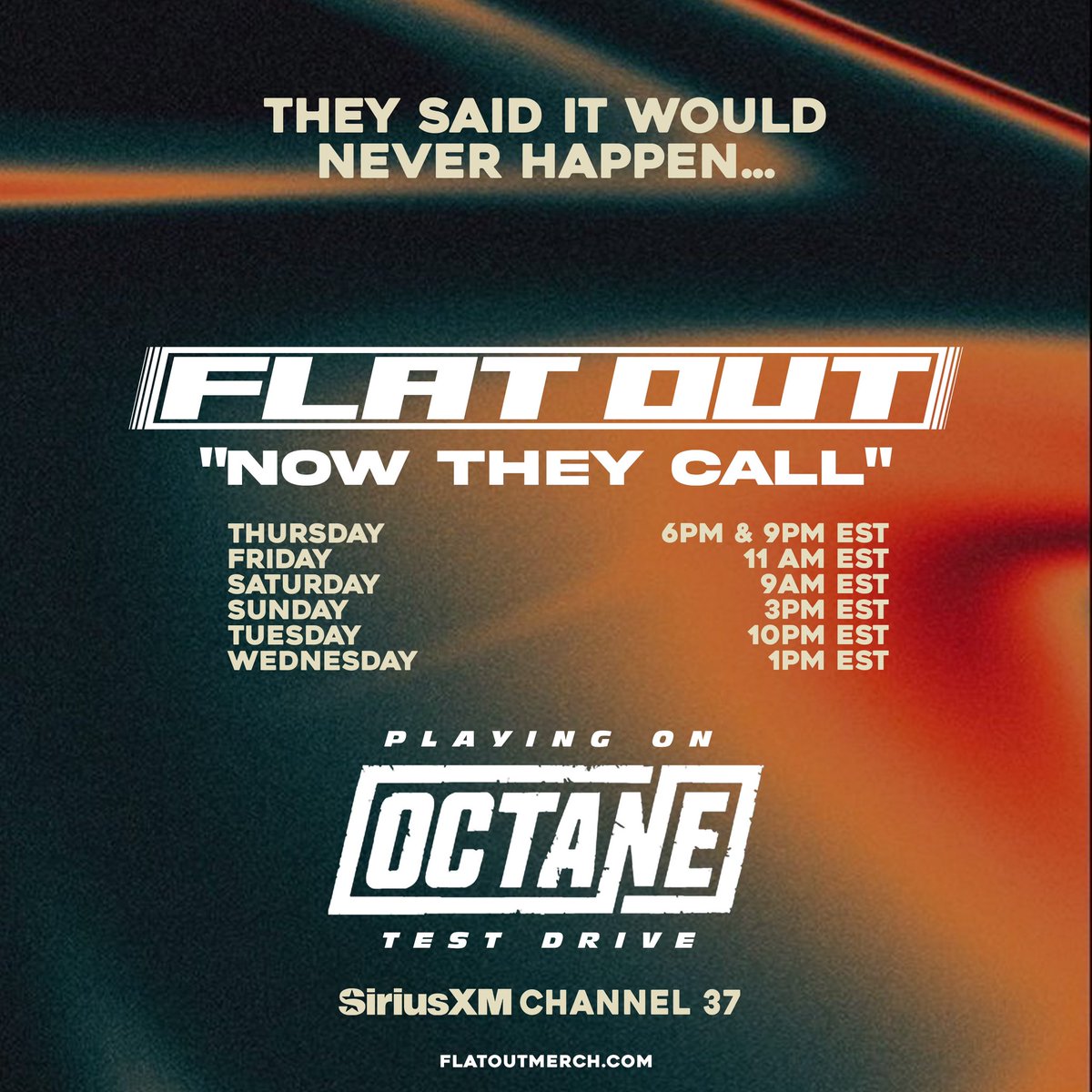 BIG NEWS. TOMORROW our song NOW THEY CALL will be on <a href="/SiriusXMOctane/">Octane</a> 
Be sure to tune in!