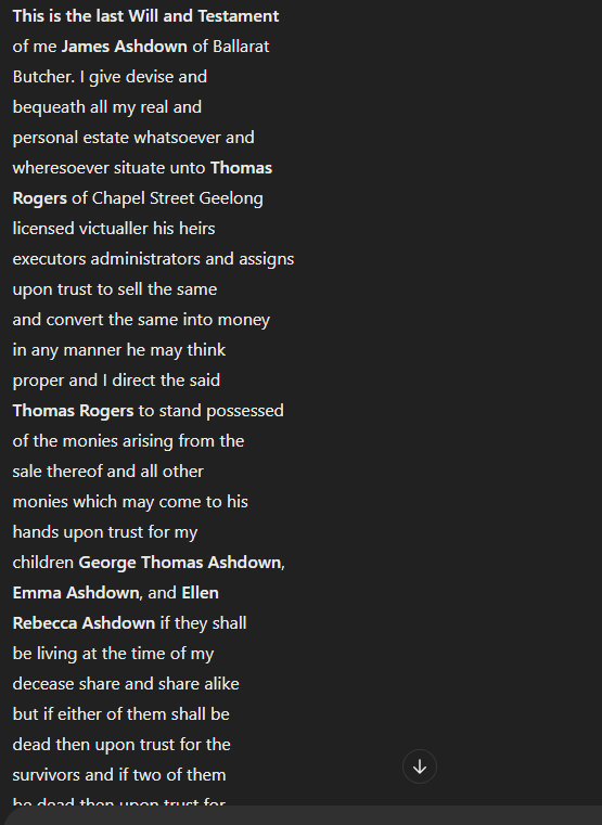 Out of interest I asked ChatGPT to transcribe a handwritten Will from 1854. It has done an excellent job, really.