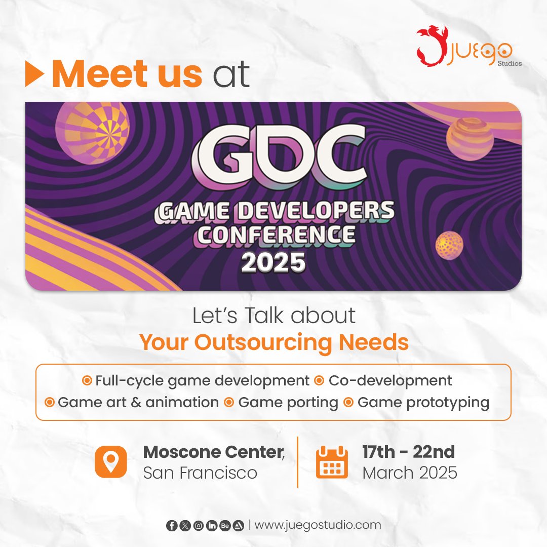 We’re gearing up for GDC 2025. If you're looking for a trusted outsourcing partner, let’s talk!

Our Expertise: 
Full-cycle game development
Co-development
Game art &amp; animation
Game porting
Game prototyping

📩 Have an outsourcing need? Drop a comment or DM Us to connect!