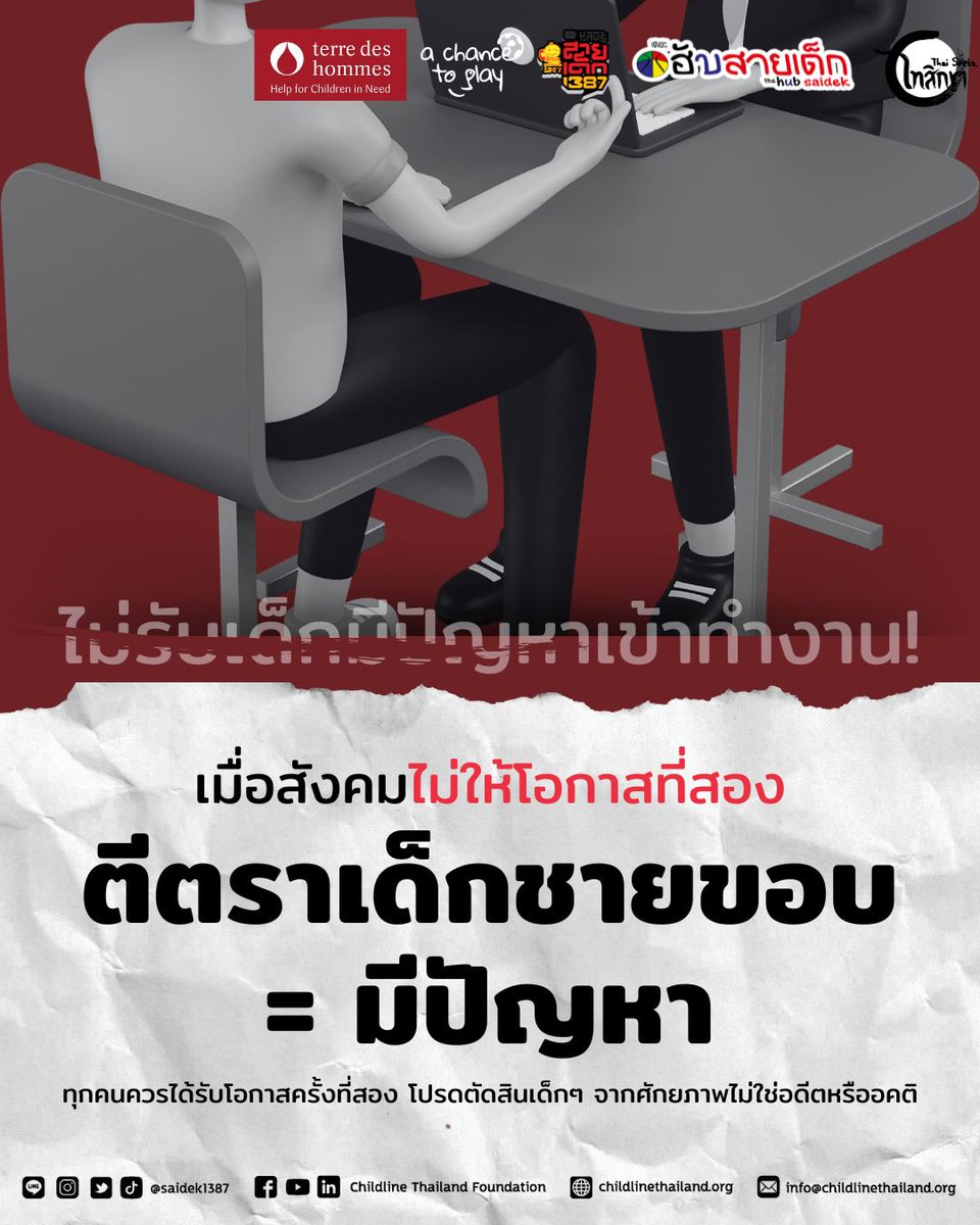 "ผมเคยคิดว่าการเริ่มต้นชีวิตใหม่เป็นเรื่องง่าย แค่ตั้งใจทำงาน แต่ความจริงคือ... ทุกครั้งที่ผมยื่นใบสมัคร สายตาที่มองกลับมามันบอกทุกอย่าง เมื่อเขารู้ว่าผมเคยมีประวัติ"
.
เด็กและเยาวชนชายขอบจำนวนมากต้องเผชิญกับกำแพงที่มองไม่เห็นเมื่อก้าวเข้าสู่ตลาดแรงงาน ไม่ใช่เพราะพวกเขาขาดความสามารถ แต่เพราะสังคมยังติดอยู่กับอดีตหรืออคติที่ผูกติดพวกเขาไว้
.
การสมัครงานครั้งแรกสำหรับใครหลายคนอาจเป็นเพียงความประหม่า แต่สำหรับเด็กชายขอบ มันคือการเผชิญหน้ากับอคติที่มองไม่เห็น เมื่อแบบฟอร์มต้องการประวัติการศึกษาที่ต่อเนื่อง เอกสารที่ครบถ้วน หรือที่อยู่ถาวร สิ่งเหล่านี้กลายเป็นอุปสรรคชั้นแรกที่พวกเขาต้องเผชิญ
.
"ช่วงชีวิตที่หายไป" ในประวัติการศึกษาหรือการทำงาน กลายเป็นคำถามที่ตอบยาก เมื่อความจริงคือพวกเขาอาจกำลังพยายามเอาตัวรอดบนท้องถนน หรืออยู่ในกระบวนการทางกฎหมาย
.
เมื่อภาพจำกลายเป็นโซ่ตรวน
"เด็กเกเร" "เด็กมีปัญหา" "เคยติดคดี" คำเหล่านี้ไม่ได้บอกอะไรเกี่ยวกับตัวตนที่แท้จริง ความฝัน หรือศักยภาพของพวกเขา แต่กลับกลายเป็นตราบาปที่ติดตัวไปทุกที่
.
นายจ้างหลายคนปฏิเสธโดยอัตโนมัติเมื่อรู้ว่าผู้สมัครเคยมีประวัติผิดพลาดในอดีต โดยไม่ได้มองว่าหลายคนได้ผ่านการเรียนรู้ พัฒนาตัวเอง และพร้อมจะเริ่มต้นใหม่ด้วยความมุ่งมั่น
.
ทุกคนสมควรได้รับโอกาสครั้งที่สอง
การเปลี่ยนแปลงเริ่มต้นจากเรา จากมุมมองที่เรามีต่อกันและกัน เด็กและเยาวชนเหล่านี้ไม่ได้ต้องการความสงสาร แต่ต้องการโอกาสที่เท่าเทียม โอกาสที่จะพิสูจน์ตัวเอง
.
หากเราเชื่อว่าทุกคนสามารถเปลี่ยนแปลงได้ เราก็ควรให้พื้นที่สำหรับการเริ่มต้นใหม่ เพราะบางครั้ง โอกาสเพียงครั้งเดียวอาจเปลี่ยนชีวิตใครสักคนได้ทั้งชีวิต
.
"I used to think starting over would be easy—just work hard. But the truth is... every time I hand in a job application, the look they give me says it all—once they find out about my past."
.
Many marginalized youth face invisible barriers when entering the job market.
It’s not because they lack talent or skills, but because society is still stuck on their past and the prejudices attached to them.
.
For most people, applying for their first job might just come with a bit of nervousness. But for marginalized youth, it means facing unseen biases.
When the application asks for continuous education history, complete documentation, or a permanent address, these become the first obstacles standing in their way.
.
The “missing years” in their education or work history often come with difficult explanations. The truth is, they may have been struggling to survive on the streets
or caught up in legal processes beyond their control.

When stereotypes become chains.
“Troublemaker.”
“Problem child.”
“Criminal record.”
.
These labels say nothing about who they really are, their dreams, or their true potential. But they become invisible scars that follow them everywhere.
.
Many employers automatically reject candidates with troubled pasts, without recognizing how far these young people have come— the lessons they’ve learned, the work they’ve done on themselves, and the determination they have to start fresh.
.
Everyone deserves a second chance. Change starts with us—with the way we see and treat one another. These youth aren’t asking for pity. They’re asking for equal opportunity—the chance to prove themselves.
.
If we truly believe people can change, then we must create space for new beginnings. Because sometimes, just one opportunity is enough to change someone’s life forever.
.
#สายเด็ก1387 #saidek1387 #ChildlineThailand #เส้นทางขวางฝัน #เด็กเร่ร่อน #เด็กบนท้องถนน #เด็กชายขอบ #ให้โอกาส #ส่งต่อพลังใจ #เปลี่ยนมุมมองสังคม #VWEF