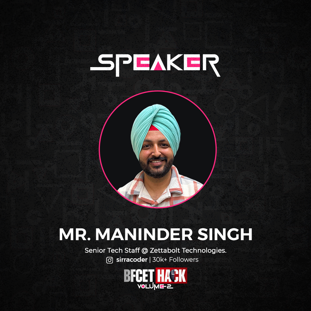 Bfcethack's tweet image. BFCET Hack 2.0 Welcomes Mr. Maninder Singh as a Speaker! 💥

We are honored to have Mr. Maninder Singh join us as a Speaker at BFCET Hack 2.0! 

#BFCETHack2.0 #HackathonExperience #SeamlessJourney #college #event #collegestudent #ai #GDSC