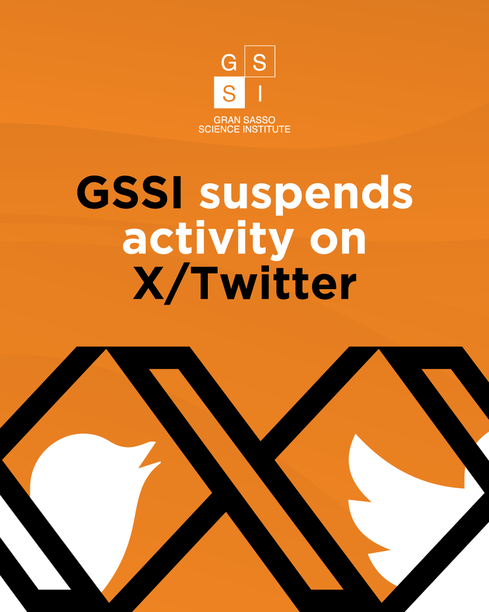 GSSI, by decision of the Academic Senate, has decided not to continue its presence and publication activities on the social network X

Read more: gssi.it/communication/…

#GSSI #X