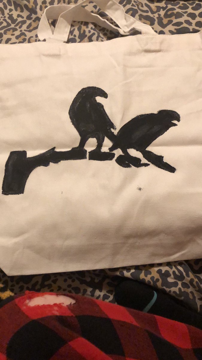 kn88262's tweet photo. Crap i can paint.(Crows sitting on a branch) https://t.co/A1wj4LUdP0