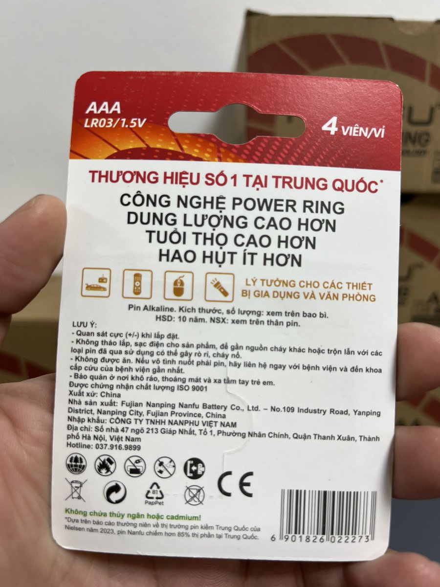 Top 1 Pin Kiềm
Đã được phân phối chính hãng tại Việt Nam
#Nanfu Battery