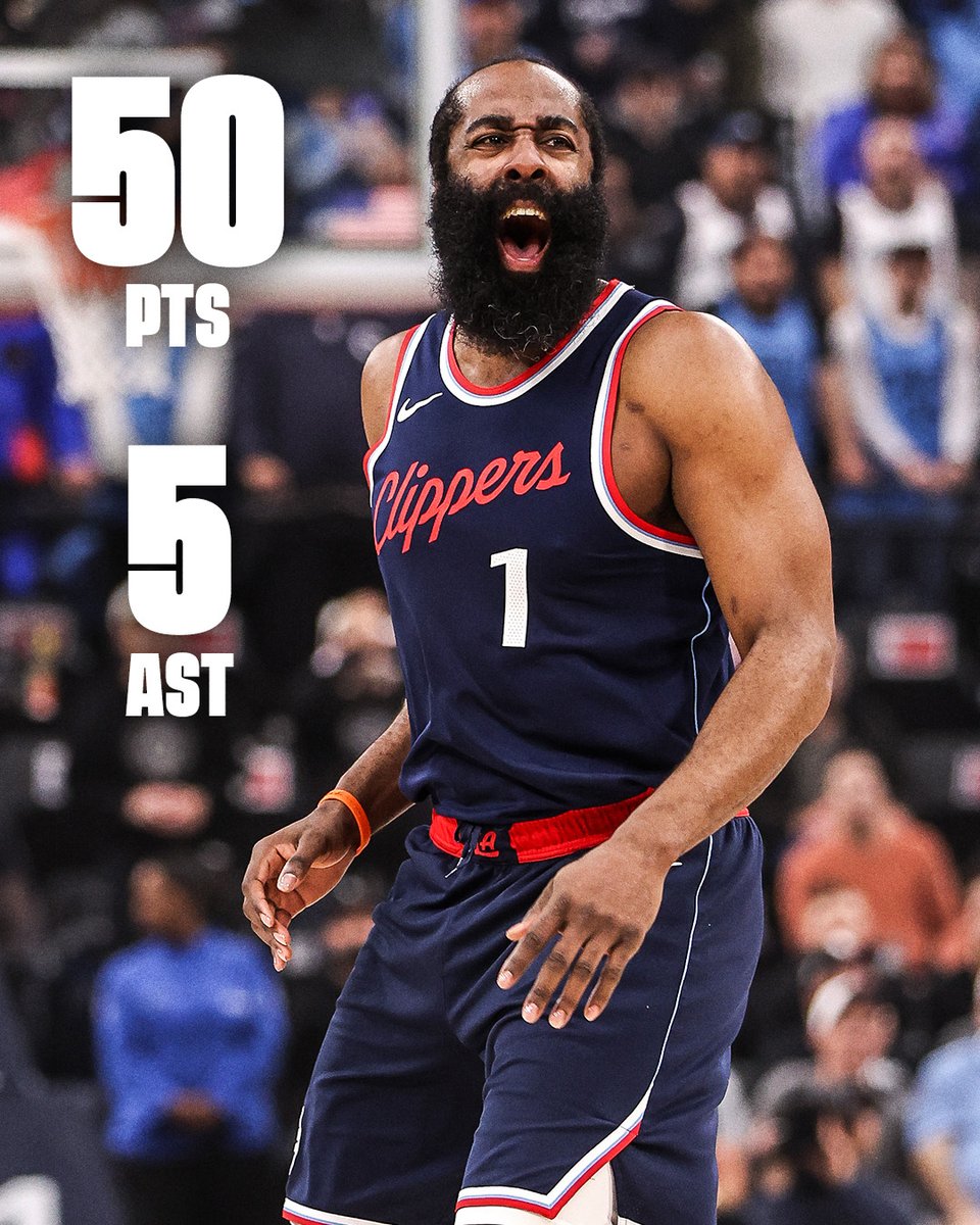 JAMES HARDEN HAVE YOURSELF A NIGHT 🔥 

Harden dropped his 24th career 50-piece to lock in the win for the Clippers 😤