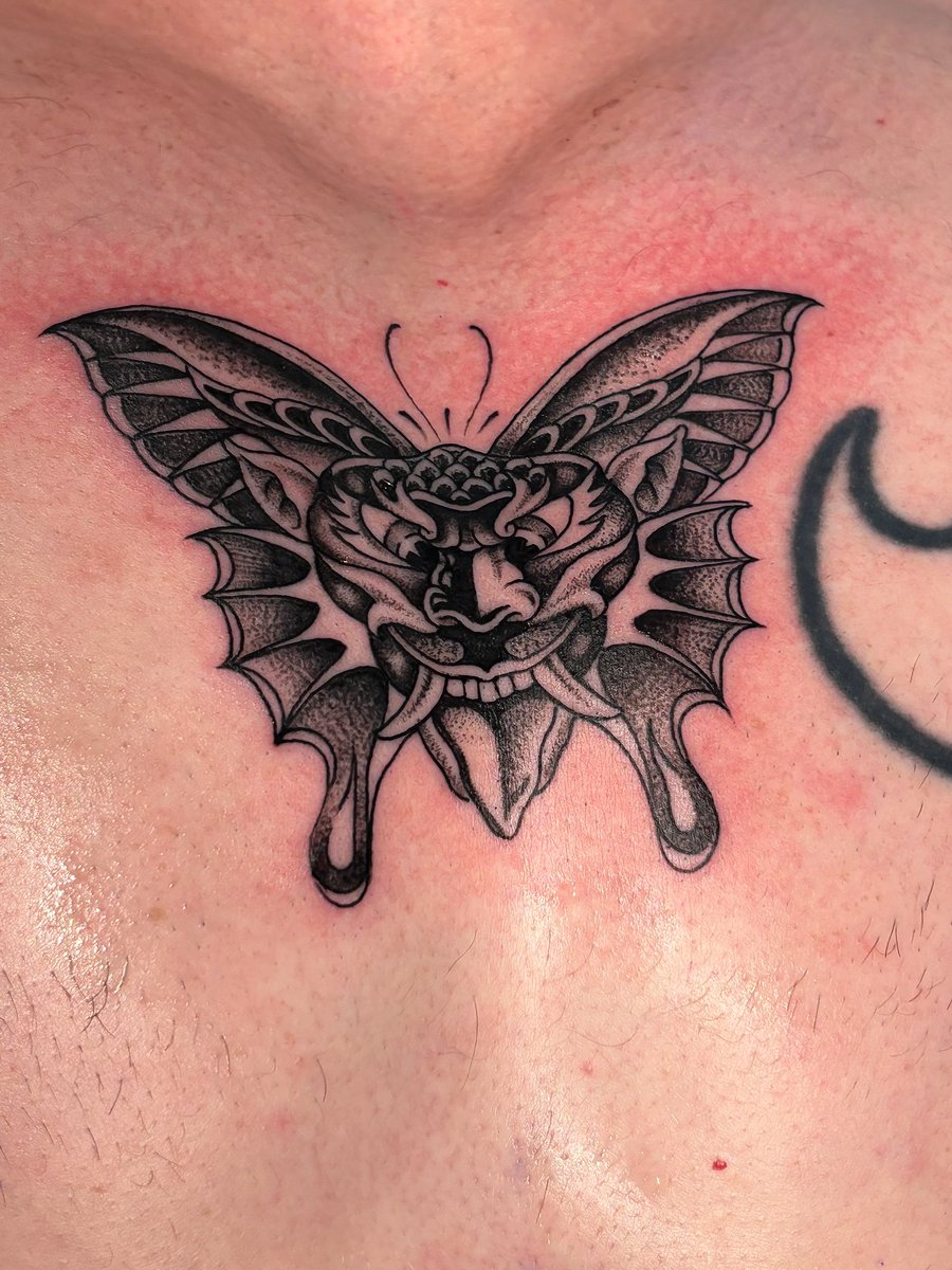 Ben Corday inspired demon as a traditional butterfly tattoo piece, image size:900x1200