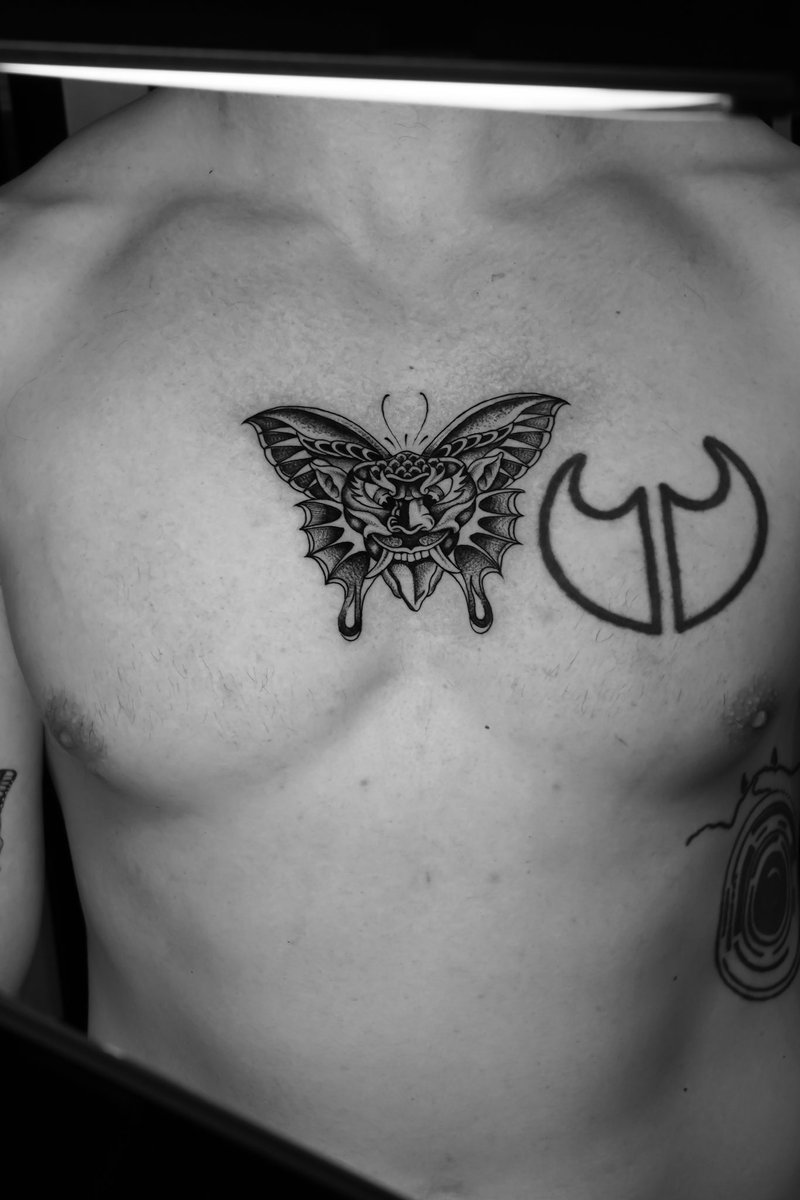 Ben Corday inspired demon as a traditional butterfly tattoo piece, image size:800x1200