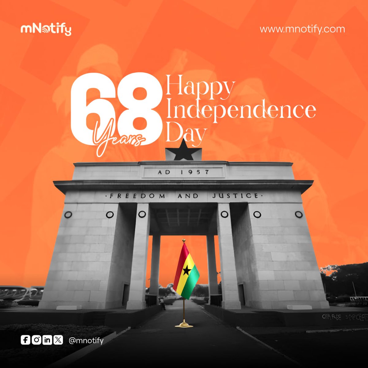 Celebrating 68 years of Unity, Strength, and Independence! 

Happy Independence Day, Ghana! 🇬🇭✨ 

#GhanaAt68 #ProudlyGhanaian #FreedomAndJustice