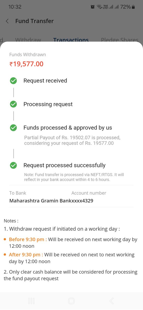 KDM190's tweet photo. I hawe withdrawal request 19577/- but my bank ac only credit 19502/- why ? @mstock_in @SEBI_India https://t.co/tzS7pzXbp8