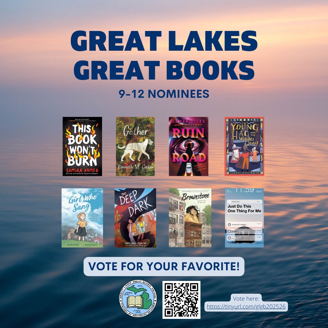 Michigan Great Lakes Great Books Award (@michglgbooks) on Twitter photo Congratulations to our 9-12 nominees for 2025-26! <a href="/michiganreading/">Mich Reading Assoc</a>
The nominees are: <a href="/sammysavos/">sammy</a> <a href="/MollyOstertag/">Molly Knox Ostertag - Updates</a> <a href="/marinacjulia/">mar ➰〰️➰</a> Congratulations to our 9-12 nominees for 2025-26! <a href="/michiganreading/">Mich Reading Assoc</a>
The nominees are: <a href="/sammysavos/">sammy</a> <a href="/MollyOstertag/">Molly Knox Ostertag - Updates</a> <a href="/marinacjulia/">mar ➰〰️➰</a>