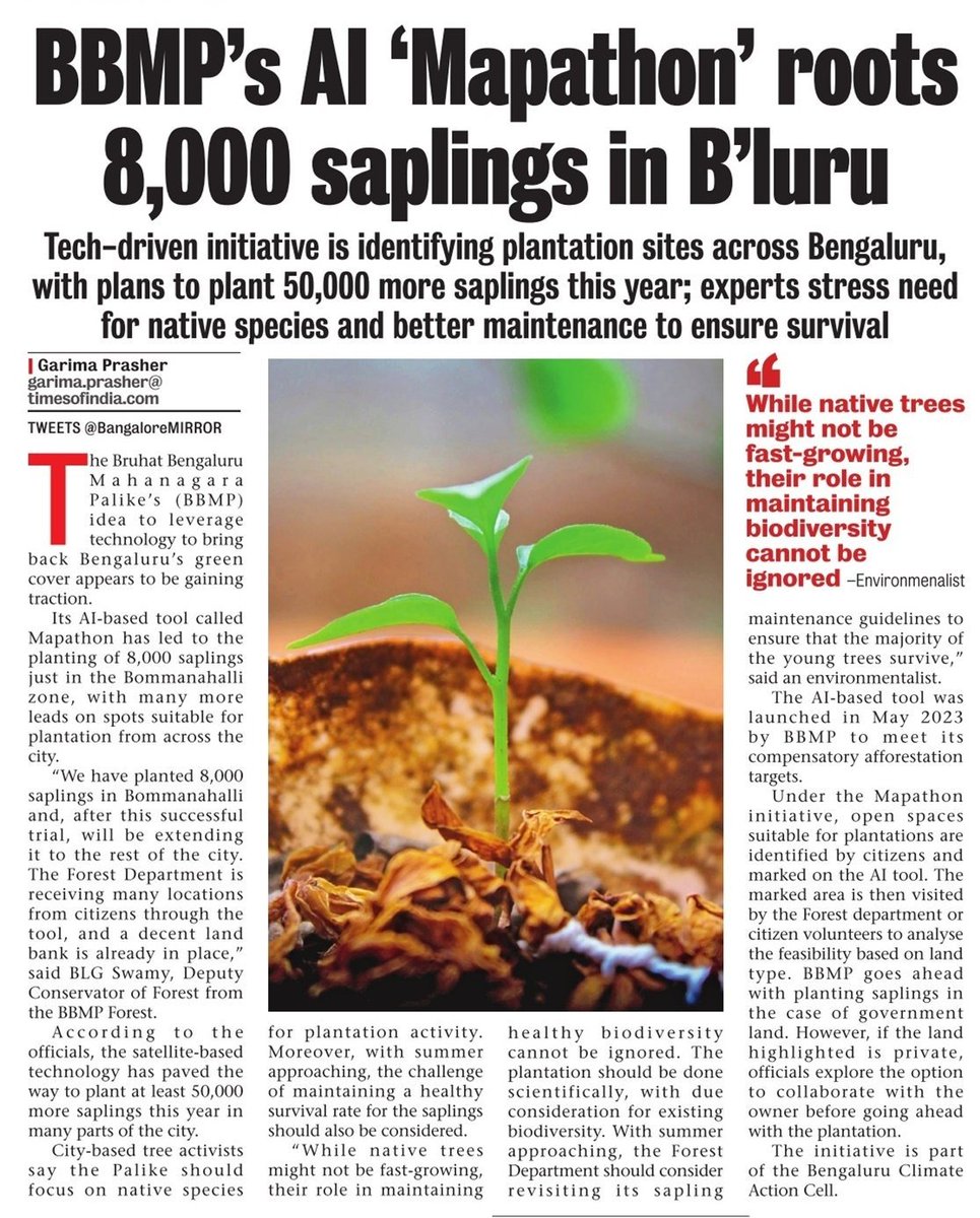 DKShivakumar's tweet image. AI is a great asset for enhancing modern governance, and it gives me happiness that BBMP's new AI initiative '#Mapathon' is leveraging technology to bring back Bengaluru's green cover. 

Excellent use of technology!
#BBMPCares