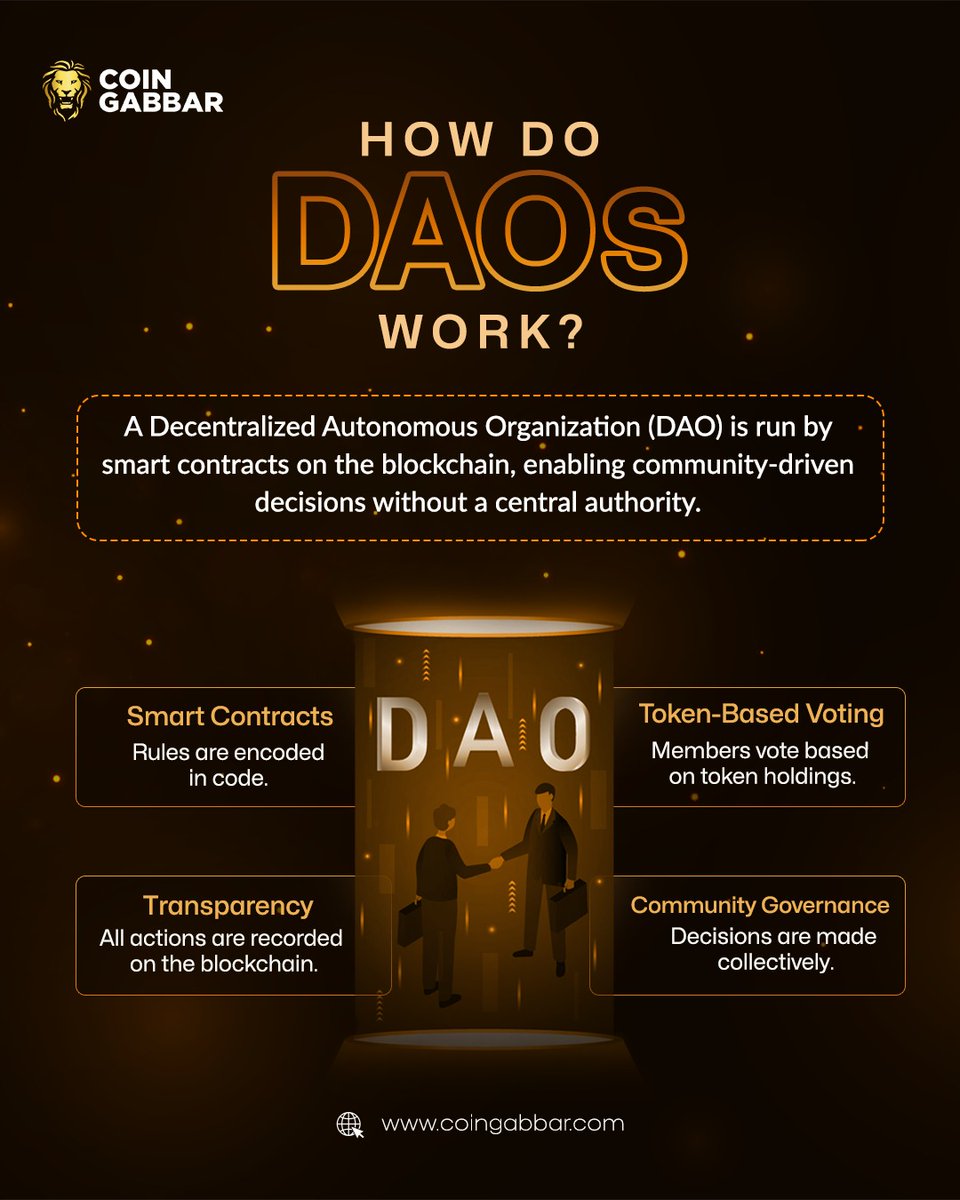 coin_gabbar_'s tweet photo. 💡 DAOs empower communities with transparent, decentralized decision-making! 🚀🔥
Visit: https://t.co/GDON719C1a
#DAO #Blockchain #CryptoGovernance #CoinGabbar #Decentralization #SmartContracts #Web3 #DeFi #CryptoCommunity #TokenVoting #CryptoNews https://t.co/rKrOhQObr5