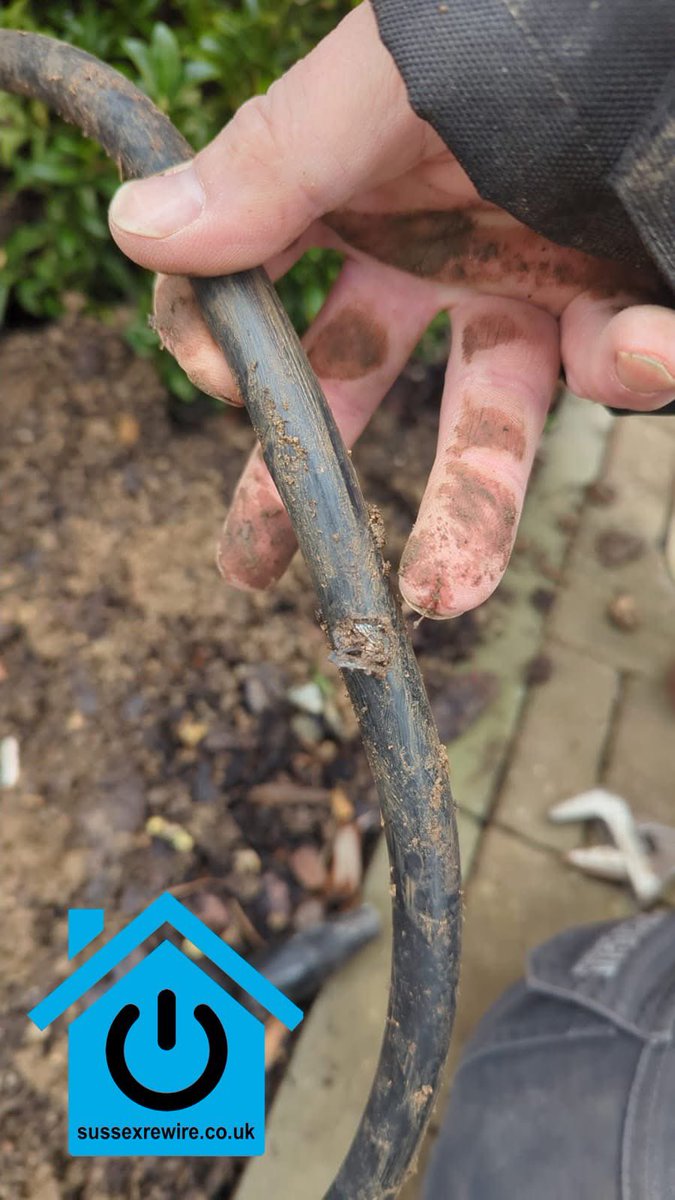 sussexrewire's tweet image. This weeks find! Damaged SWA cable causing loss off outside lighting. Found and fixed quickly. #electrician #sparky #faultfinding #rewire #sussex