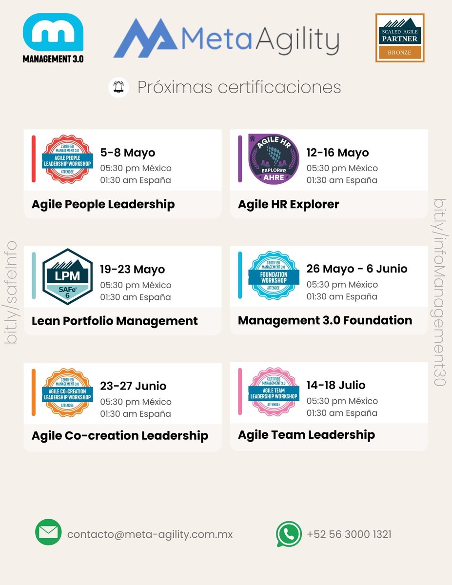 itcollaborative's tweet image. Cono nuestra agenda de formación de #ScaledAgile, #Management30 y #AgileHR

Si estás interesado déjanos un mensaje o regístrate en las siguientes direcciones:

🌐 bit.ly/safeInfo
🌐 bit.ly/infoManagement…
🌐 meta-agility.com.mx