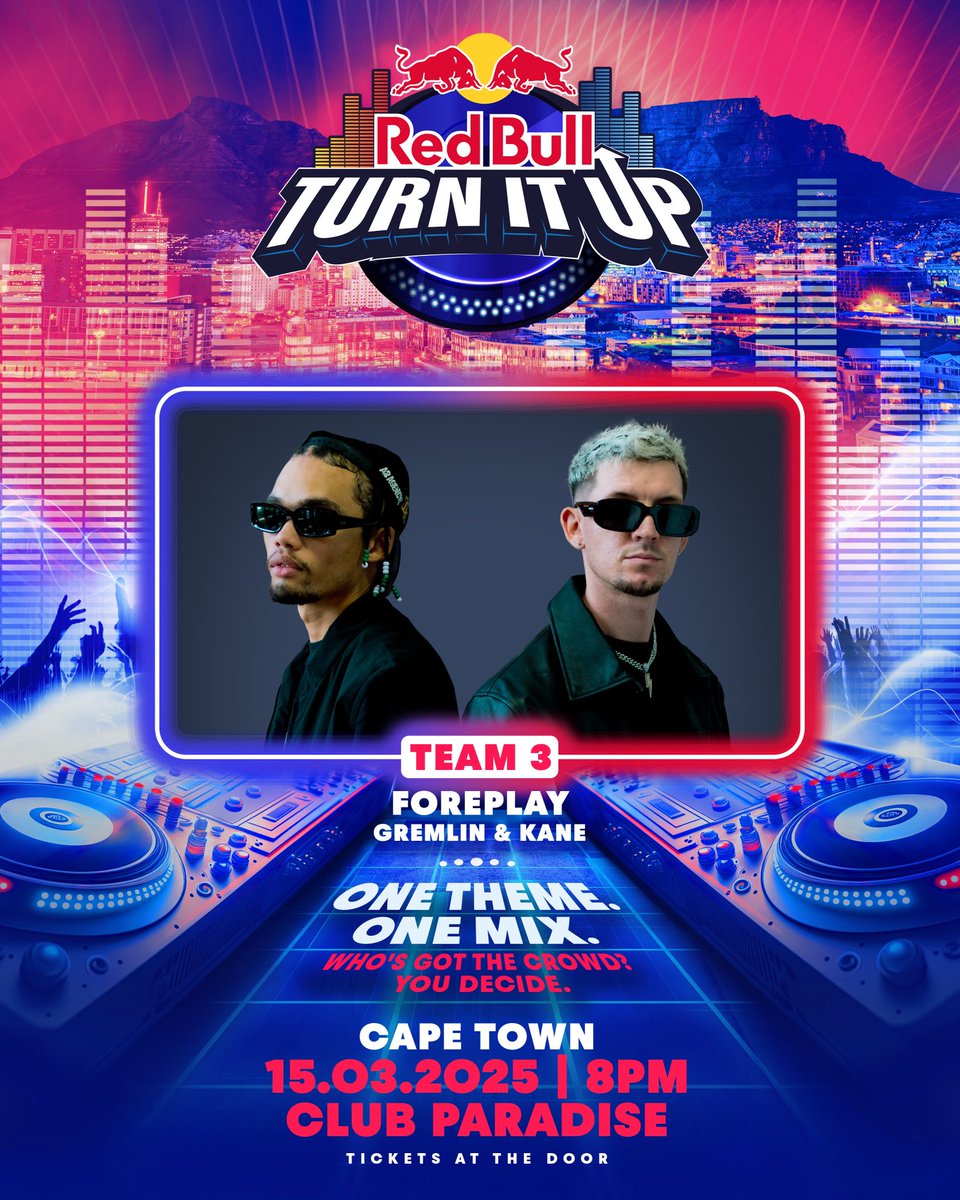 โKANEโ (@iamkane_dj) on Twitter photo LETโS ACTIVATE WITH <a href="/RedBullZA/">Red Bull South Africa ๐ฟ๐ฆ</a> !!!!!
<a href="/GREMLINmusic_/">GREMLIN ๐</a> & I are running a Fade at the TURN IT UP challenge to see who the baddest DJ Duo in CAPE TOWN IS !!!!
Letโs Lock in !!! LETโS ACTIVATE WITH <a href="/RedBullZA/">Red Bull South Africa ๐ฟ๐ฆ</a> !!!!!
<a href="/GREMLINmusic_/">GREMLIN ๐</a> & I are running a Fade at the TURN IT UP challenge to see who the baddest DJ Duo in CAPE TOWN IS !!!!
Letโs Lock in !!!