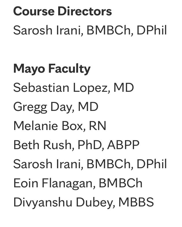 Reminder to all interested in #autoimmune #neurology

Please join us
ce.mayo.edu/neurology-and-…

For great weather, faculty talks and networking…..

This will be a small, focused meeting for you to develop your knowledge and skills in #autoimmune #neurology