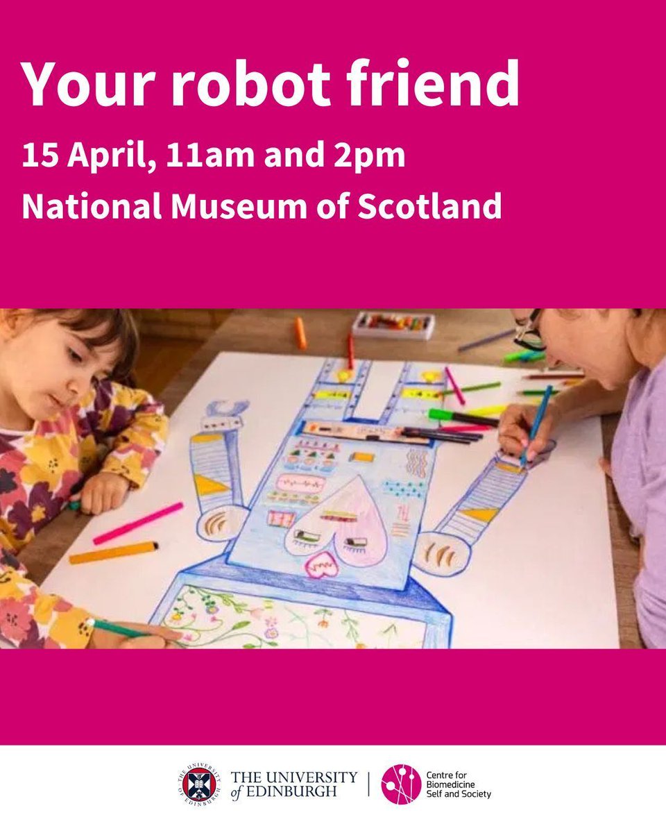 Centre for Biomedicine, Self and Society (CBSS) (@biomedselfsoc) on Twitter photo Get your design on! This spring Chancellor's Fellow Dr Giulia De Togni and Dr Marta Romeo (<a href="/HeriotWattUni/">Heriot-Watt University</a>, Computer Science) invite you and your youngster to unleash your creativity at Edinburgh Science Festival on 15 April <a href="/NtlMuseumsScot/">National Museums Scotland</a>.
Tickets: buff.ly/wk2zb9H Get your design on! This spring Chancellor's Fellow Dr Giulia De Togni and Dr Marta Romeo (<a href="/HeriotWattUni/">Heriot-Watt University</a>, Computer Science) invite you and your youngster to unleash your creativity at Edinburgh Science Festival on 15 April <a href="/NtlMuseumsScot/">National Museums Scotland</a>.
Tickets: buff.ly/wk2zb9H