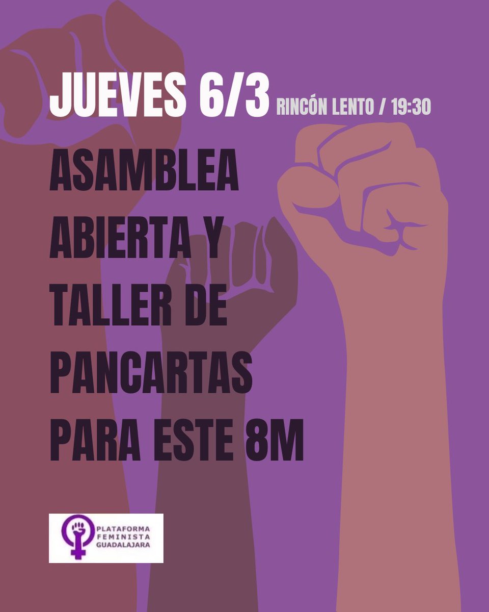 Hola!!! No queda nada para este 8M y te necesitamos en la lucha, por eso esta tarde nos veremos en el Rincón Lento a las 19:30! Te esperamos! ✊🏾