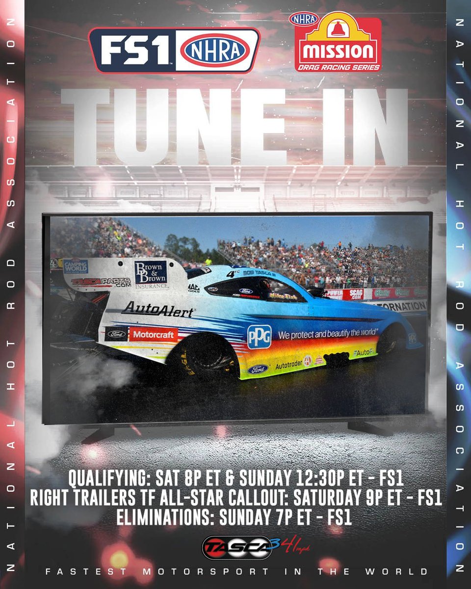 Bob Tasca III (@tasca3) on Twitter photo It's race week #TascaNation! Tune into the <a href="/NHRA/">NHRA</a> Gatornationals on <a href="/FS1/">FS1</a>
<a href="/PPG/">PPG</a> | <a href="/PPGRefinish_NA/">PPG Refinish / Refinition PPG</a> | <a href="/FordPerformance/">Ford Performance</a> | <a href="/MQL_Racing/">Motorcraft/Quick Lane Racing</a>
#funnycar #nitrolife #Gatornats #NHRASpeedCheck #speedforallyourneeds #NHRAonFOX It's race week #TascaNation! Tune into the <a href="/NHRA/">NHRA</a> Gatornationals on <a href="/FS1/">FS1</a>
<a href="/PPG/">PPG</a> | <a href="/PPGRefinish_NA/">PPG Refinish / Refinition PPG</a> | <a href="/FordPerformance/">Ford Performance</a> | <a href="/MQL_Racing/">Motorcraft/Quick Lane Racing</a>
#funnycar #nitrolife #Gatornats #NHRASpeedCheck #speedforallyourneeds #NHRAonFOX