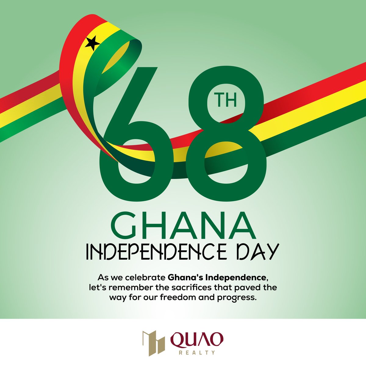 Happy Independence Day. Today, we celebrate the sacrifices, resilience, and progress that have shaped our nation. Here’s to freedom, growth, and a bright future!

#IndependenceDay #Ghana #QuaoRealty