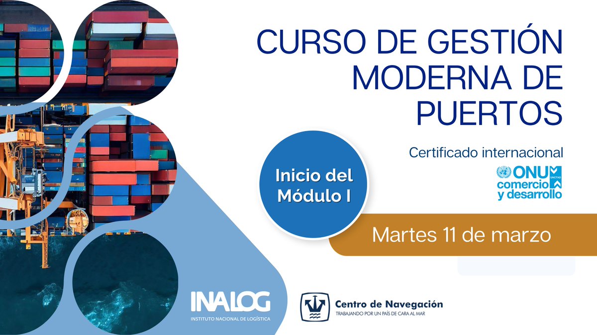 🔜El próximo martes 11 de marzo comienza el Módulo I del curso de gestión moderna de puertos, segunda edición en nuestro país

<a href="/TrainForTrade/">TrainForTrade@UNCTAD</a> 
<a href="/cennaveuy/">Centro de Navegación</a>