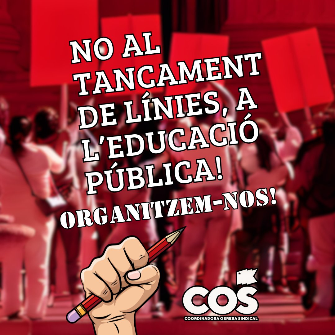 𝑵𝒐 𝒂𝒍 𝒕𝒂𝒏𝒄𝒂𝒎𝒆𝒏𝒕 𝒅𝒆 𝒍í𝒏𝒊𝒆𝒔!

Les darreres setmanes hem sabut que el Dep.d’Educació pretén tancar la segona línia d’I3 de les escoles Rocafonda i Camí del mig, i també reduir grups d’ESO als instituts M.Biada i Thos i Codina aprofitant la davallada demogràfica.