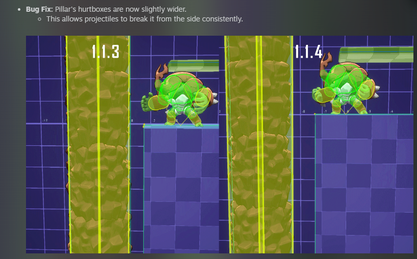 PDzzz's tweet photo. @RivalsOfAether This is a real patch note for your game by the way. You nerfed an entire portion of Clairen's main gameplan and core character concept. But at LEAST Kragg's pillar had its hurtbox extended by a pubic hair. Thank god. What a joke https://t.co/E3646Xqzb5