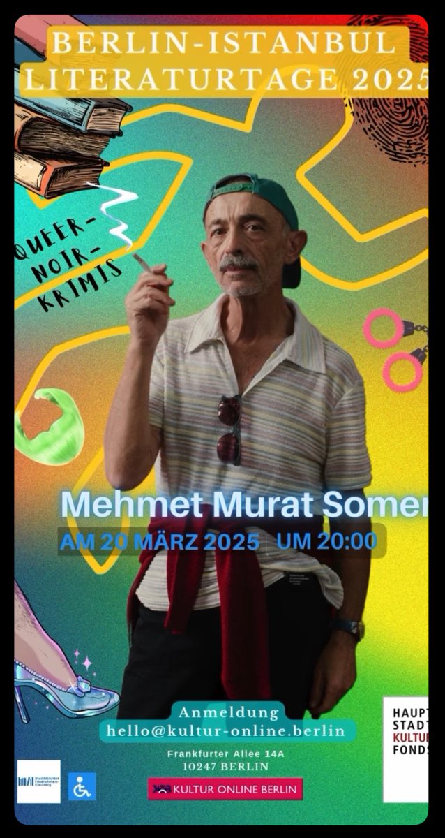 barbarosaltug's tweet photo. Queer-krimis: Mevzunun ustası Mehmet Murat Somer, Berlin-Istanbul edebiyat günlerinde. 20 Mart, Pablo Neruda kütüphanesi. https://t.co/MTMje47Tlf