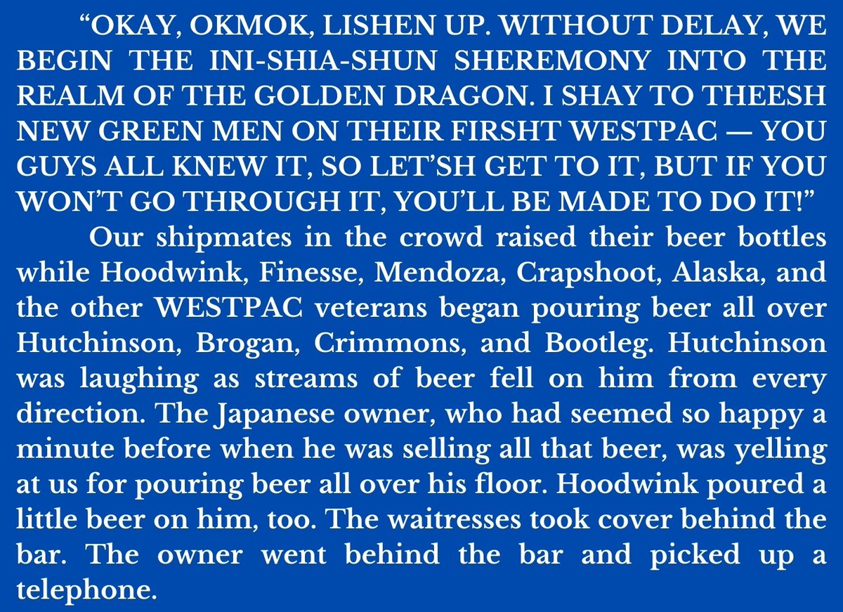 #quoteoftheday from "Not Just A Job," the first novel by Michael Long

A quartermaster's naval misadventure, as served in the 1970s South Pacific, sure to relate to anyone who has ever found himself in a situation less than he imagined

fallingmarbles.com/not-just-a-job/

$16.99 print |