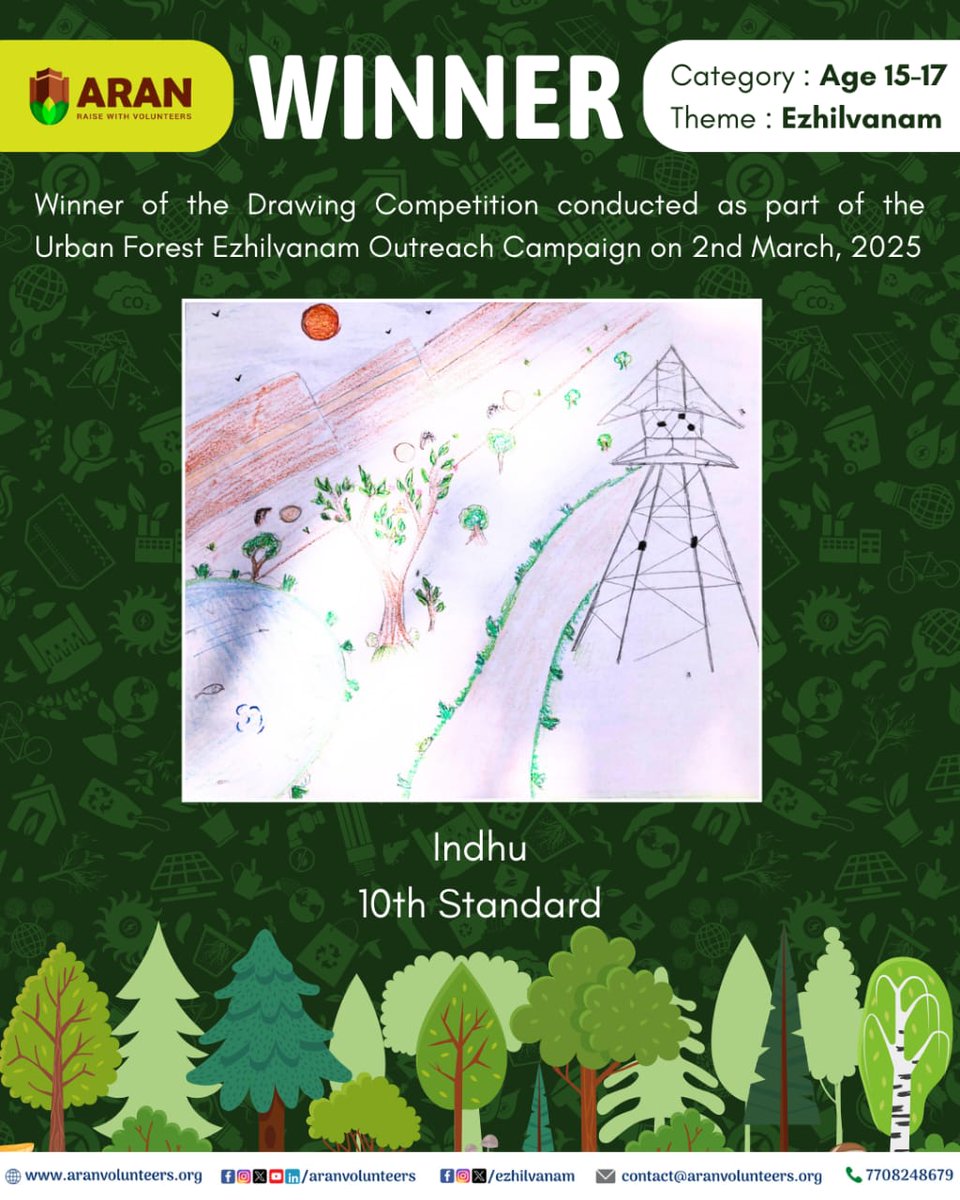 aranvolunteers's tweet photo. ๐ฟโจARAN Ezhilvanam Drawing Competition โ Winners Announcement! โจ๐ฟ
๐ Winners:
Jagadeeshwaran
Inbaragavan
Indhu
๐ Runners:
Guru Varshan S
Poovarahan S
Sarathpandy
Huge congratulations to all participants for their incredible efforts!
#ARAN #NGO #Ezhilvanam #OutReachEvent https://t.co/JJKeXu6wOi