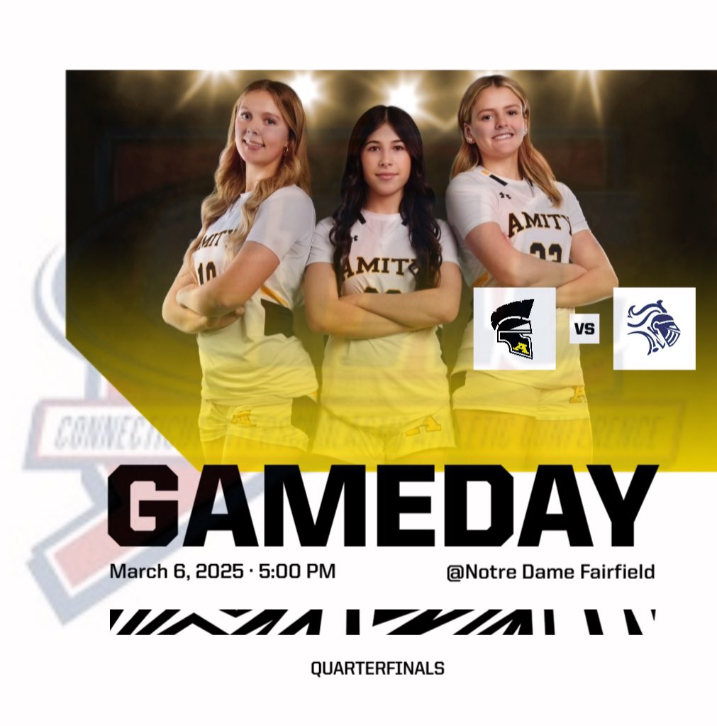 It’s Gamedayyyy🚨
STATES QUARTERFINALS!!
AWAY at Notre Dame Fairfield 
Tipoff~ 5pm 
Be there to support the Spartans!
<a href="/GameTimeCT/">GametimeCT</a> <a href="/CT_Girls_BBall/">CT Girls BBall</a> <a href="/amityathletics/">Amity HS Athletics</a>