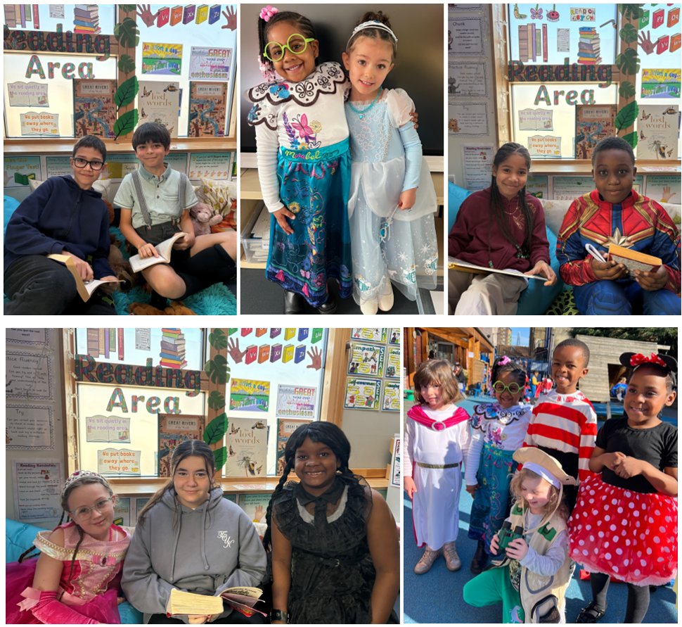 For World Book Day, the children dressed as their favourite book characters and took part in shared reading with other year groups 📚