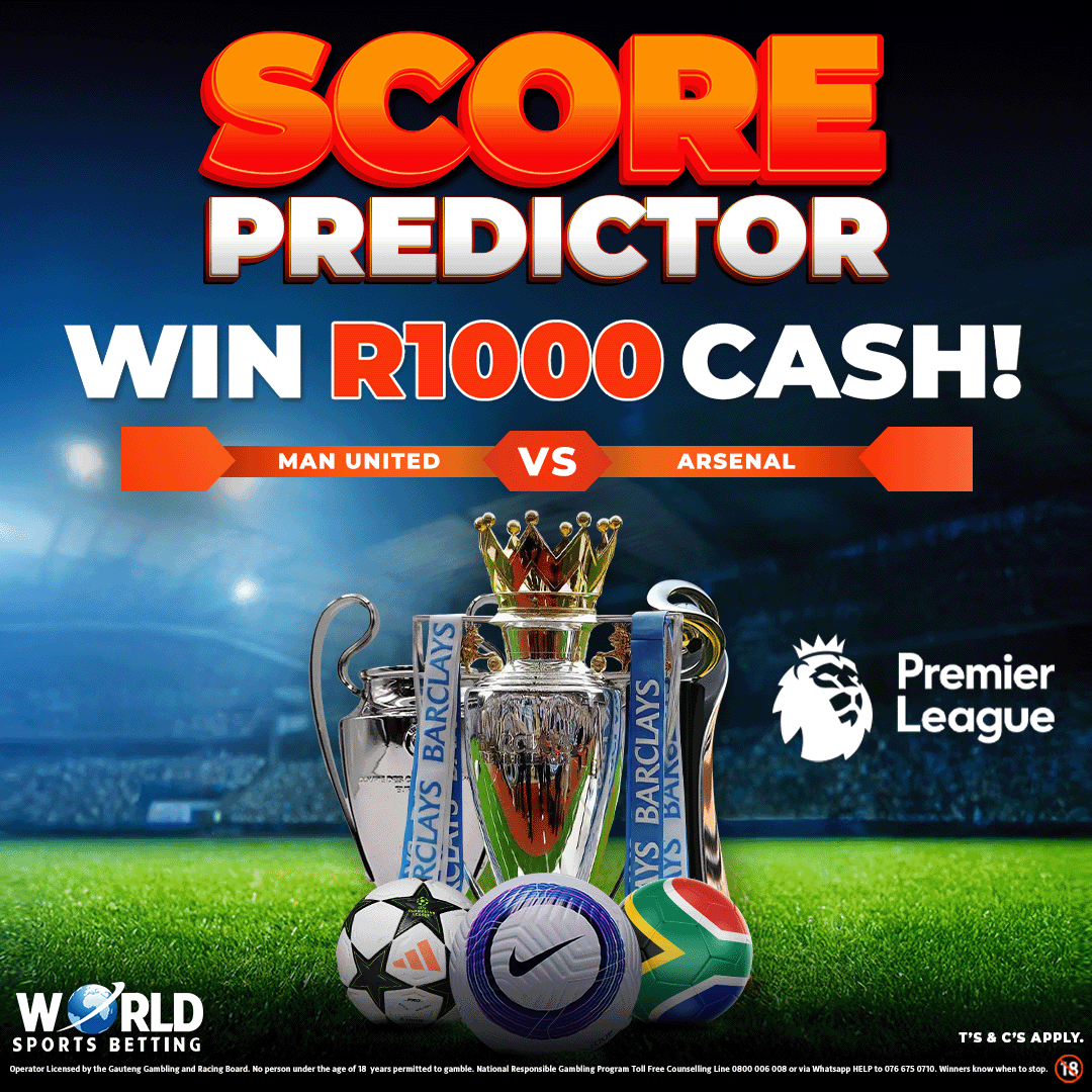 WorldSportsBet's tweet photo. Score Predictors Are BackβWith a Twist! β½π₯
This time, youβre making your predictions online at https://t.co/vtaI5r3zRi! π
Up next: Man United vs. Arsenal! π΄βοΈβͺ Who takes the win?
Tag a friend & stand a chance to win R1000 cash! ππ
#WSBScorePredictor #PredictAndWin #PL https://t.co/tTFcjbHujZ