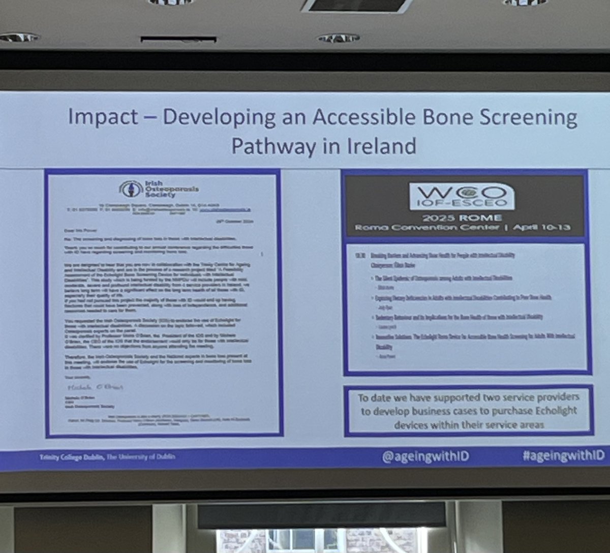 Luciana (@lucianalolich) on Twitter photo Fantastic presentation by Anne Power, Jean Moynihan, and Eilish Burke on the profound impact of their research on the Ecolight Bone Screening Device for individuals with intellectual disabilities, now officially endorsed by the Irish Osteoporosis Society! 👏 #Innovation <a href="/TCD_SNM/">School of Nursing & Midwifery, TCD</a> Fantastic presentation by Anne Power, Jean Moynihan, and Eilish Burke on the profound impact of their research on the Ecolight Bone Screening Device for individuals with intellectual disabilities, now officially endorsed by the Irish Osteoporosis Society! 👏 #Innovation <a href="/TCD_SNM/">School of Nursing & Midwifery, TCD</a>