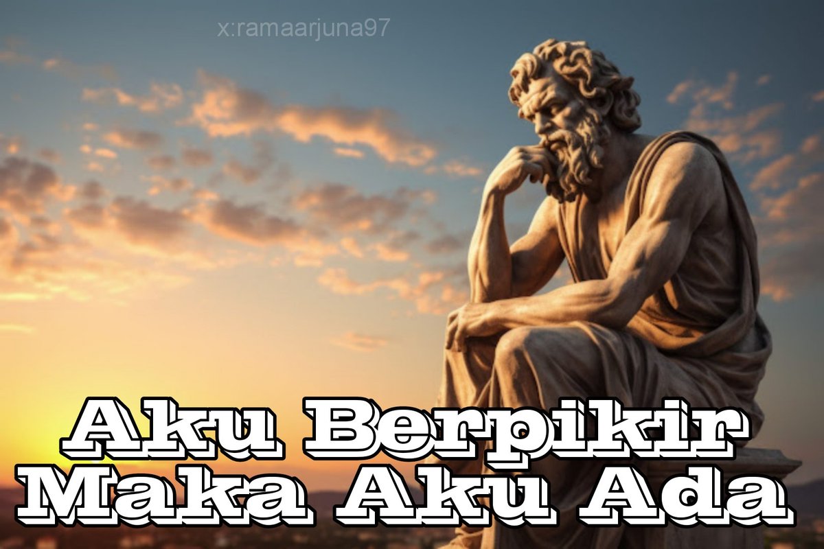 RamaAdamfaathir's tweet image. #filosofi 

“Aku berpikir, maka aku ada” 

Adalah ungkapan dalam bahasa Latin cogito ergo sum yang diucapkan oleh filsuf Prancis, Rene Descartes.  

Ungkapan ini merupakan salah satu ungkapan Descartes yang berkaitan dengan pengetahuan.  

Ungkapan ini mengajarkan kita untuk