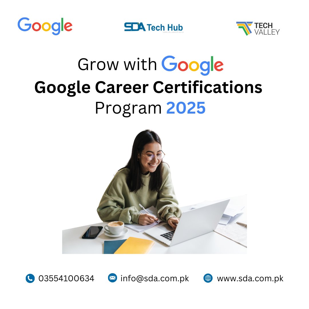 SDATecHub's tweet image. SDA Technology Hub is excited to announce the launch of the second batch of the Google Career Certificates Scholarship Program 2025, in collaboration with Tech Valley Pakistan. 

Register here:
sda.com.pk/scholarship/

#GoogleCareerCertificates #SDA #TechValleyPakistan