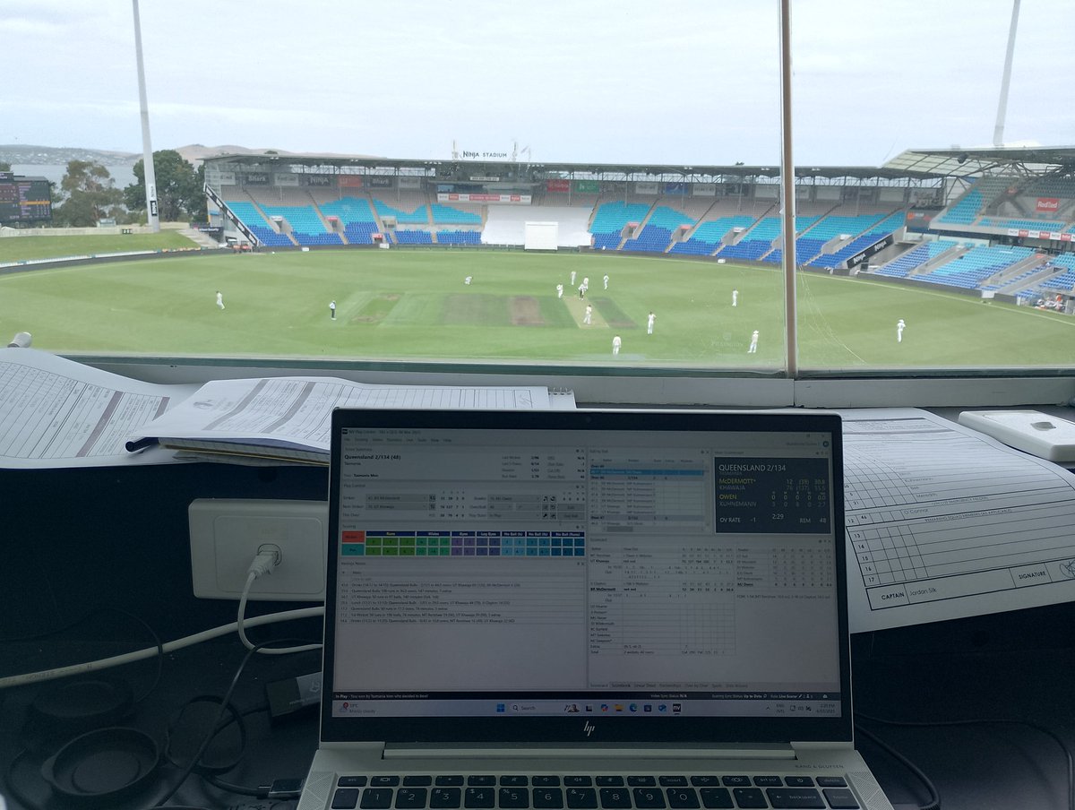 duckybester85's tweet photo. Another first class match to add to the fixture for the career being Shield between TAS and Qld.
A key match for both with the winner keeping in touch for the final. Loser done for the season.
@CricketNotchers #scorersview as below
(1/2) https://t.co/HcBpfzEHnl